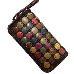 Handmade Beaded Coconut Shell‎ Wristlet Boho Crochet Y2K Festival Beach Summer